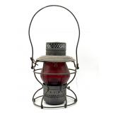 Antique Handlan PRR Railroad Lantern with Red PRR