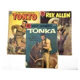 (3) Dell Comic Books : Tonto, Rex Allen, and Walt
