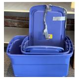 (2) Plastic Totes with Lids- largest tote is