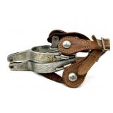 Vintage Etched Spurs- missing rowls - no