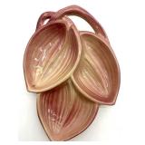 McCoy Pottery Pink Floral Divided Dish 10.5" x