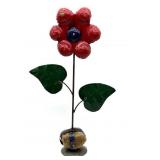 Flower Metal Art with Rock Base 21"