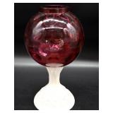 Fenton Cranberry Thumbprint Ivy Ball with Milk