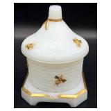 Imperial Glass Milk Glass Beehive Lidded Dish