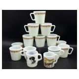 (10) Pyrex Golden Butterfly Mugs, (2) Corning