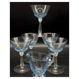 (5) Fostoria Septre Blue Glass Stemware Glasses