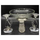 Glass Bowl with Silverplate Base, Metal and Glass