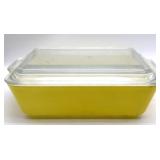 Pyrex Yellow Dish with Lid - large chip on