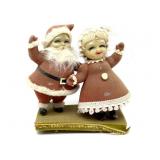 Vintage Santa and Mrs. Claus Figures on Base-