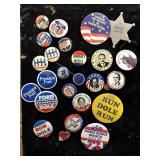 Political Buttons and More on Display Board-