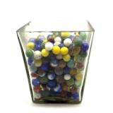 Shooters and Marbles in Glass Vase- Vase is