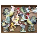 Ceramic Rooster and Chicken Figures 8" Tall and