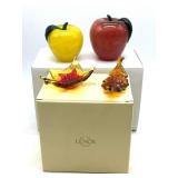 Lenox Glass Apple Paperweights with Box and Lenox