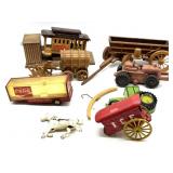 Painted Cast Iron Horse and Ice Wagon, Wood