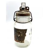 Vintage White Lubricator Jar 9"