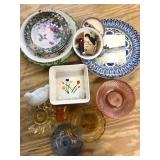 (5) Pink Swirl Glass Plates 6", Amber Glass