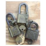 Vintage Taylor and Fram Pad Locks with Keys 3.5"