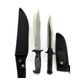 Survival Knives with Canvas Sheathes - left