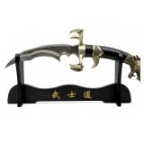 Dragon Handle Curved Blade Knife with Wood