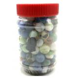 Marbles in Plastic Jar- jar is 5" tall-