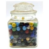 Marbles in Glass Jar- jar is 6.5" tall- no