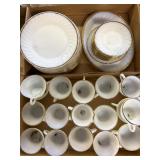 Fire King Milk Glass Gold Rimmed Plates, Cups,