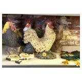 Large Rooster Figures and Cow Clock - 16.5"