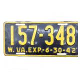 1942 West Virginia License Plate