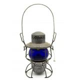 Vintage Adlake K&IT Railroad Lantern with Blue