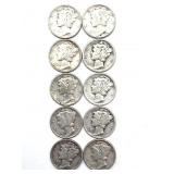 (10) Mercury Dimes