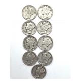 (9) Mercury Dimes