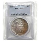 18807 Morgan Dollar, PCGS Graded MS63, Toned