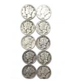 (10) Mercury Dimes