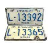 1989 Indiana License Plate