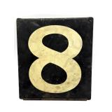 Antique 8 Metal Number Sign 6.25" x 5.5"- Moore