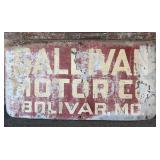 Vintage Gallivan Motor Co Bolivard, MO Metal Sign