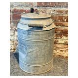 Vintage Galvanized Metal Lidded Milk/Cream Can