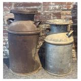(2) Vintage Milk Cans 23.5" Tall and Smaller