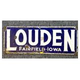 Vintage Louden Fairfield Iowa Porcelain Sign 24"