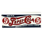 Pepsi-Cola Reproduction Porcelain Sign 18" x 6"