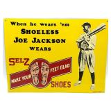 Selz Shoes Shoeless Joe Jackson Metal Sign- 12"