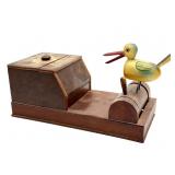 Vintage Wood Bird Mechanical Cigarette Dispenser