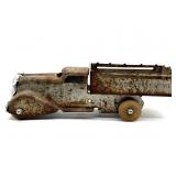 Vintage Metal Toy Truck with Wood Wheels 11" x 4"