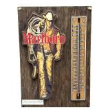 Vintage Marlboro Wood Thermometer 11" x 16"-