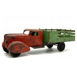 Vintage Metal Toy Truck with Wood Wheels 12.5" x