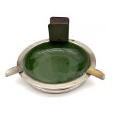 Vintage Metal and Glass Ashtray with