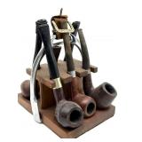 Stirrup and Wood Pipe Stand with (6) Pipes-