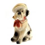 Vintage Chalkware Bulldog Figure with Pipe, Hat,