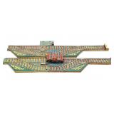 (2) Tin Toy Train Track Pieces with Car- track