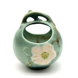 Weller Pottery Wild Rose Round Basket 5.5"-